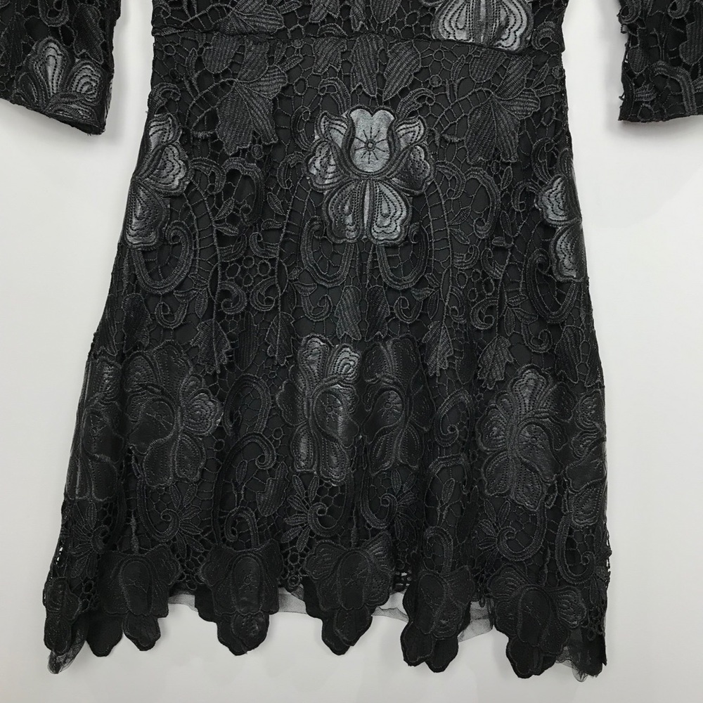 Zara Woman Black Faux Leather Appliqué ALine Dress - Picture 10 of 11